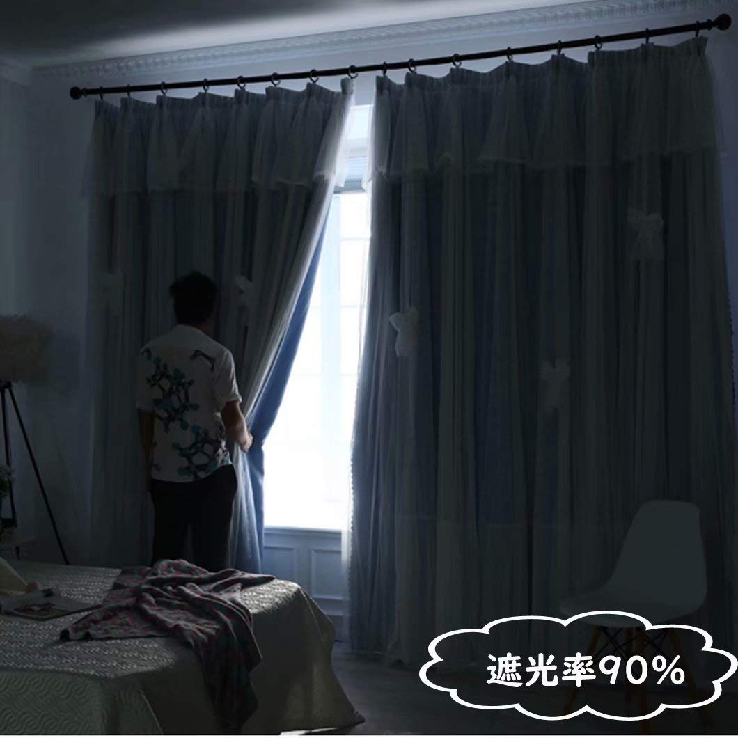 Amazon｜姫系 カーテン 遮光率90％以上 遮光 遮像 二重 レース 可愛い